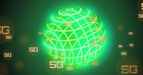 Bright Green Glowing Globe with 5G Symbols - Download Free Stock Images Pikwizard.com
