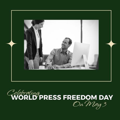 business team celebrates world press freedom day at office - Download Free Stock Templates Pikwizard.com