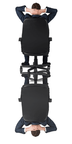 Caucasian businessman relaxing in office chair on transparent background