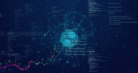 Futuristic Digital Network Visualization and Data Processing Concept
