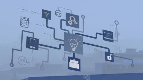 Abstract Illustration of Digital Network with Icons