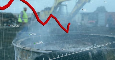 Data statistics and construction site overlaid with graph