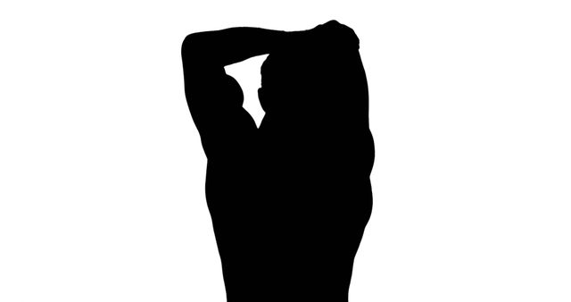 Silhouette of Fit Man Stretching with Hands Behind Head - Download Free Stock Images Pikwizard.com