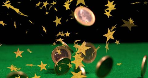 Coins and falling stars highlight financial prosperity concept