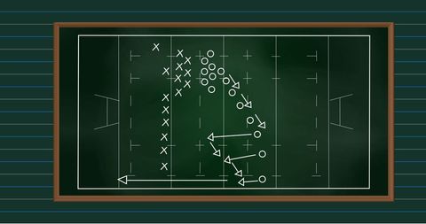 Football strategy planning on chalkboard illustration