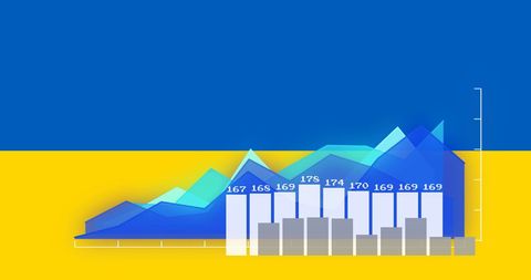 Financial Graph Analysis Overlaid on Ukrainian Flag - Download Free Stock Images Pikwizard.com