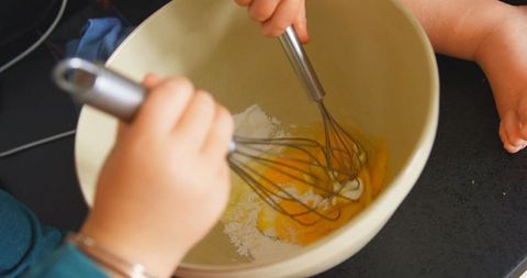 Children Whisking Eggs Together in Kitchen, Family Cooking Activity - Download Free Stock Images Pikwizard.com