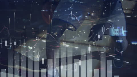 Financial Data Overlay on Basketball Player at Night