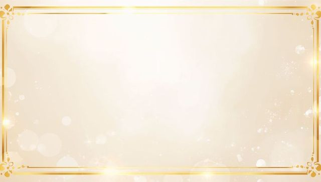 Elegant gold double border with floral corners on cream bokeh backdrop for invitations