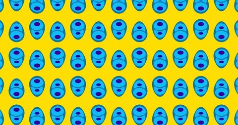 Colorful Cell Icon Pattern on Vibrant Orange Background