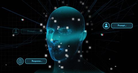 Futuristic Digital Interface with Virtual Human Head Simulation - Download Free Stock Images Pikwizard.com