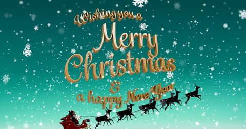 Festive merry christmas greeting with santa's sleigh