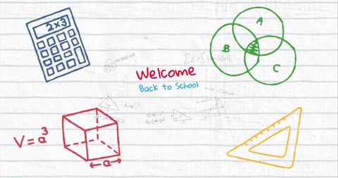 Colorful Back to School Concept with Math Symbols and Drawings - Download Free Stock Images Pikwizard.com