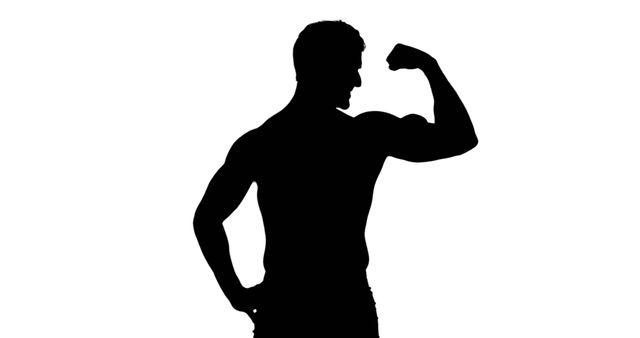 Silhouette of Strong Man Flexing Muscular Arm - Download Free Stock Images Pikwizard.com