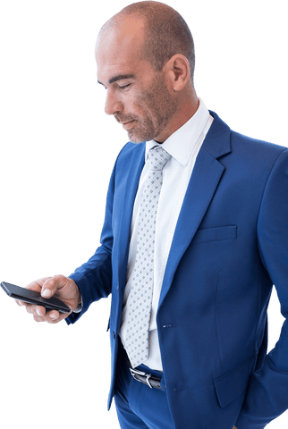 Transparent Businessman Texting with Smartphone in Office - Download Free Stock Videos Pikwizard.com