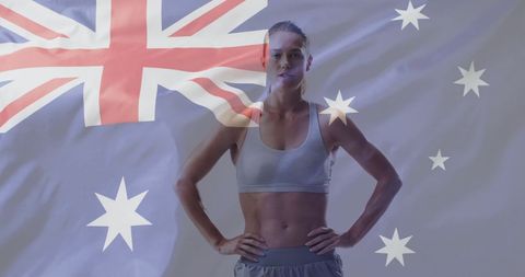 Caucasian female athlete against australian flag