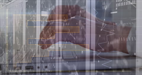 Digital Data Processing Overlay Man Using Laptop