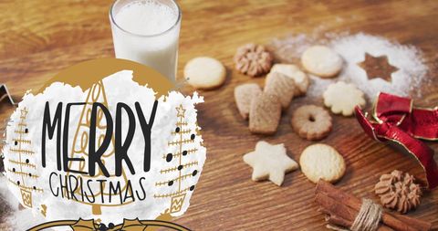 Festive Christmas Greeting with Cookies and Milk