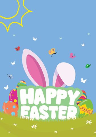 Bright Easter Celebration with Bunny Ears and Easter Eggs - Download Free Stock Templates Pikwizard.com