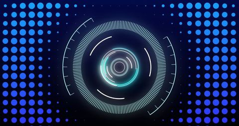 Futuristic Neon Digital Interface with Circular Scanner Design - Download Free Stock Images Pikwizard.com
