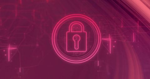 Futuristic Neon Padlock Symbolizing Cybersecurity Awareness