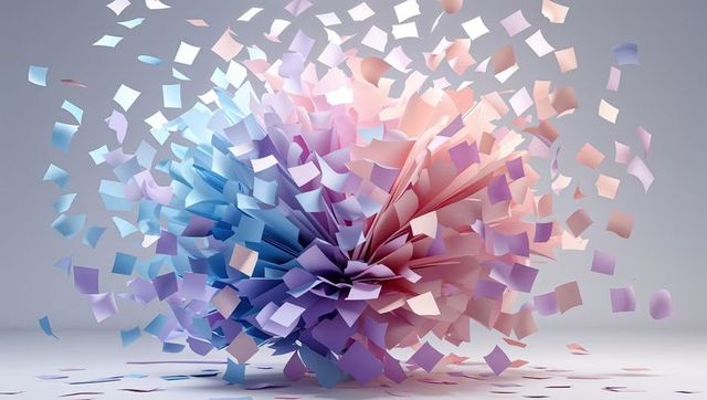 Colorful dynamics of paper fragment explosion