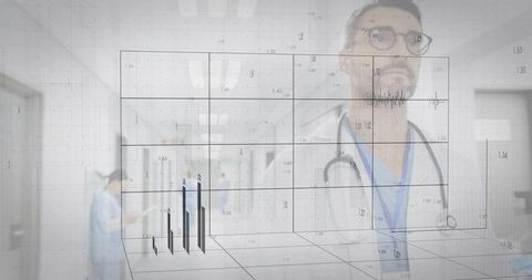 Doctor Analyzing Digital Data Visualization in Hospital Environment