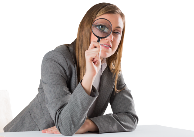 Confident Businesswoman Looking Through Transparent Magnifying Glass - Download Free Stock Videos Pikwizard.com