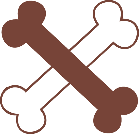 Crossed bones hazard symbol on transparent background