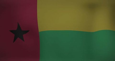 National Flag of Guinea-Bissau Vibrantly Waving