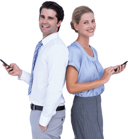 transparent business professionals using smartphones back to back - Download Free Stock Videos Pikwizard.com