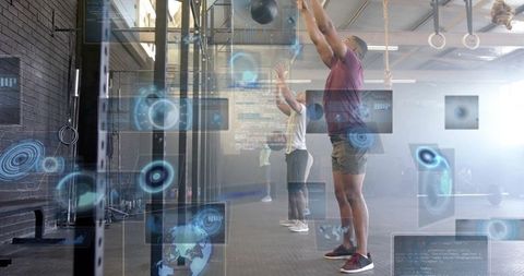 Athletes Training with Tech-Enhanced Workout Interfaces