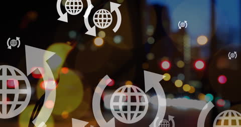 Global Networking Concept Over Blurred Cityscape