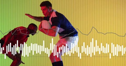 Rugby players competing intensely with modern graphic overlay