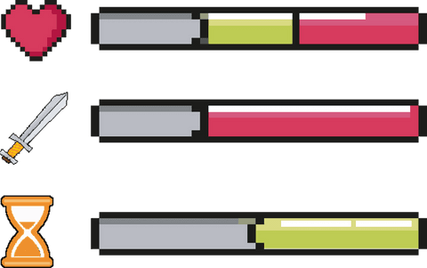 pixel art game status bars with heart and sword on transparent background - Download Free Stock Videos Pikwizard.com