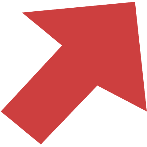 Red arrow symbol on transparent background illustrating direction