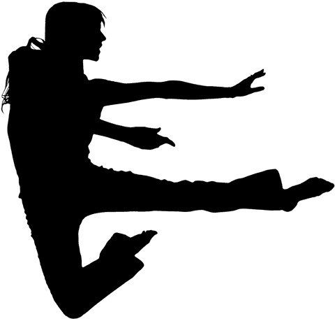 Silhouette of Female Martial Artist in Mid-Air Kick on Transparent Background