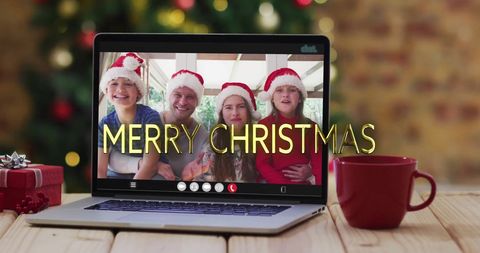 Merry Christmas Video Call with Family Celebrating Together - Download Free Stock Images Pikwizard.com