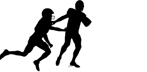 Silhouettes of American Football Athletes Transparent Background