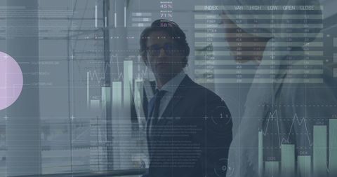 Mixed Data Visualization with Multicultural Business Professionals Discussing Finance