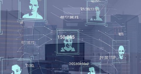 Biometric Data Processing Over Organization Skyline - Download Free Stock Images Pikwizard.com