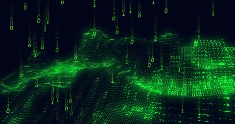 Binary Code Flowing Over Digital Landscape - Download Free Stock Images Pikwizard.com