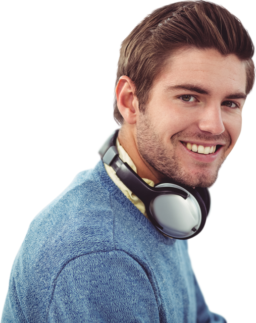 Smiling Male Wearing Headphones on Transparent Background - Download Free Stock Videos Pikwizard.com