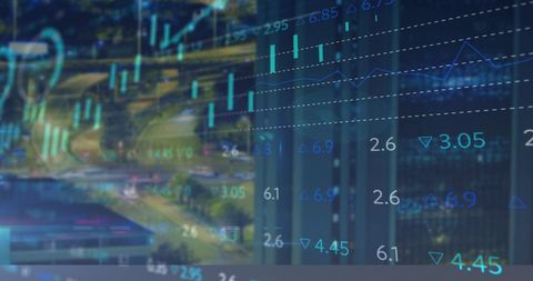 Digital Financial Graphs Overlayed on City Background at Night - Download Free Stock Images Pikwizard.com