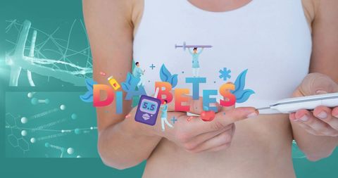 Woman using glucose meter for diabetes monitoring