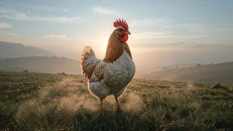 Rooster at Sunrise: Symbol of Nature and Freedom