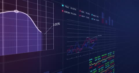 Financial Data Visualization on Digital Grid Background