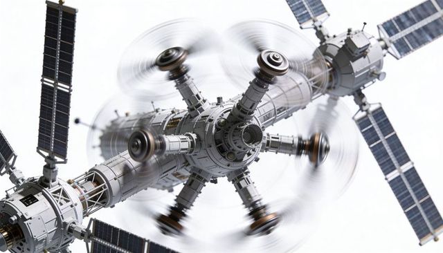 Rotating orbital centrifuge station with spinning arms and solar arrays for artificial gravity conce