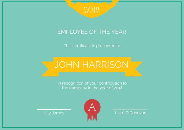 Employee of the Year Corporate Recognition Certificate Template - Download Free Stock Templates Pikwizard.com