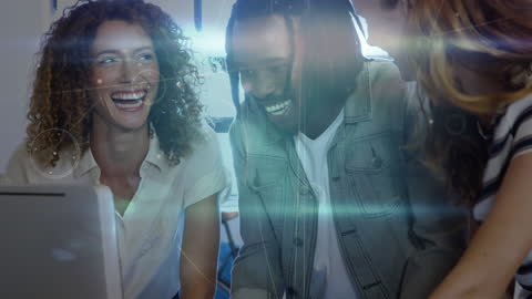 Business Team with Digital Overlay Network Connection